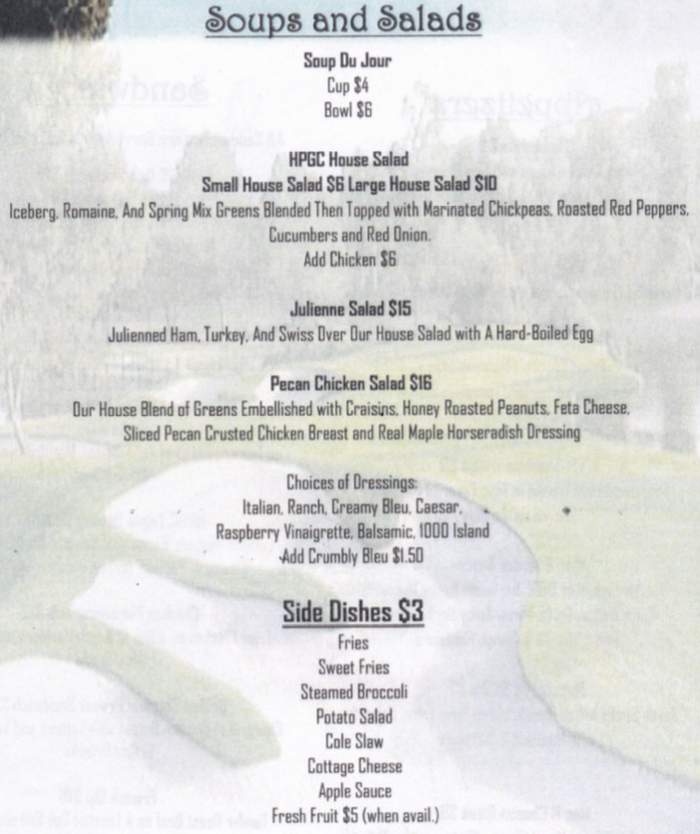 Page 2 of menu, 1925 Grill Auburn, NY