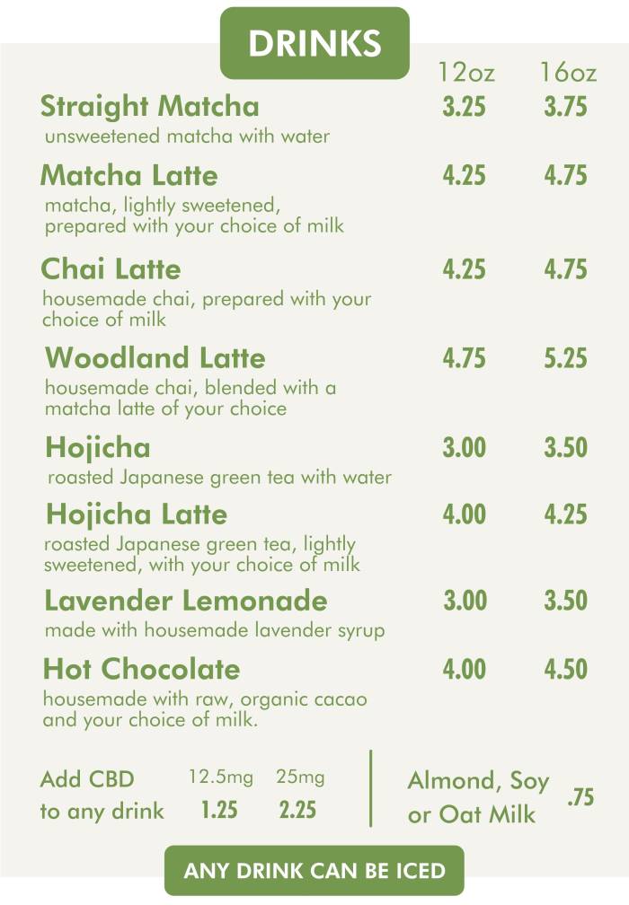 Menu page 1 - 3 Leaf Tea in Auburn, NY