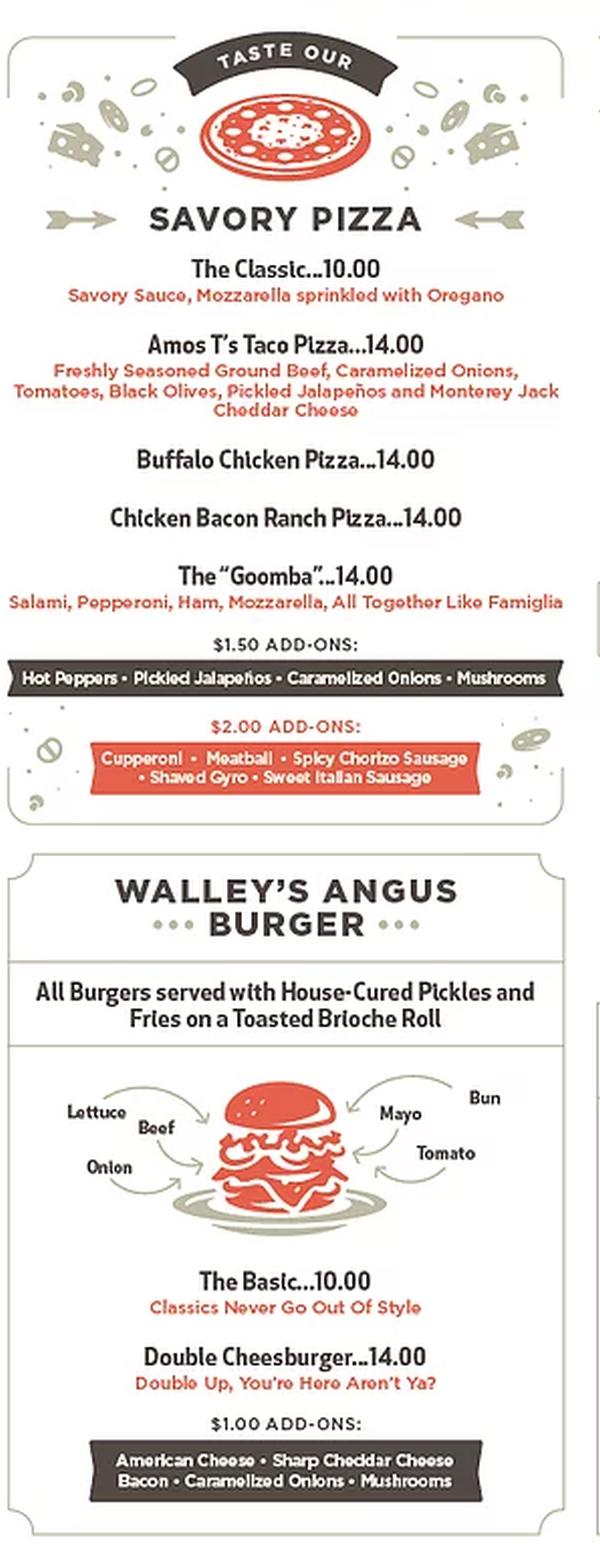 Page 1 of menu, A.T.Walley & Co Auburn, NY