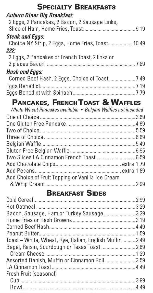 Page 3 of menu, Auburn Diner Auburn, NY