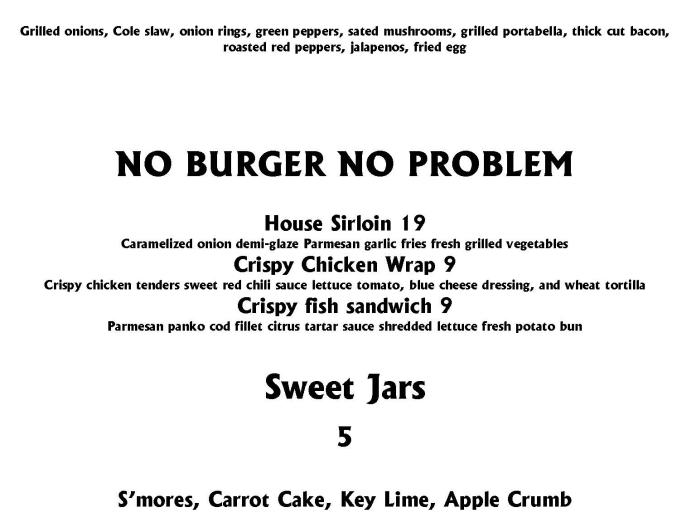 Page 3 of menu, Burger Theory in Auburn, NY