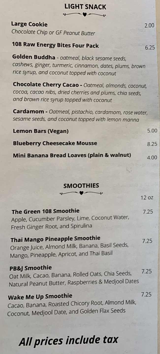 Page 4 of menu, Cafe 108 Auburn, NY