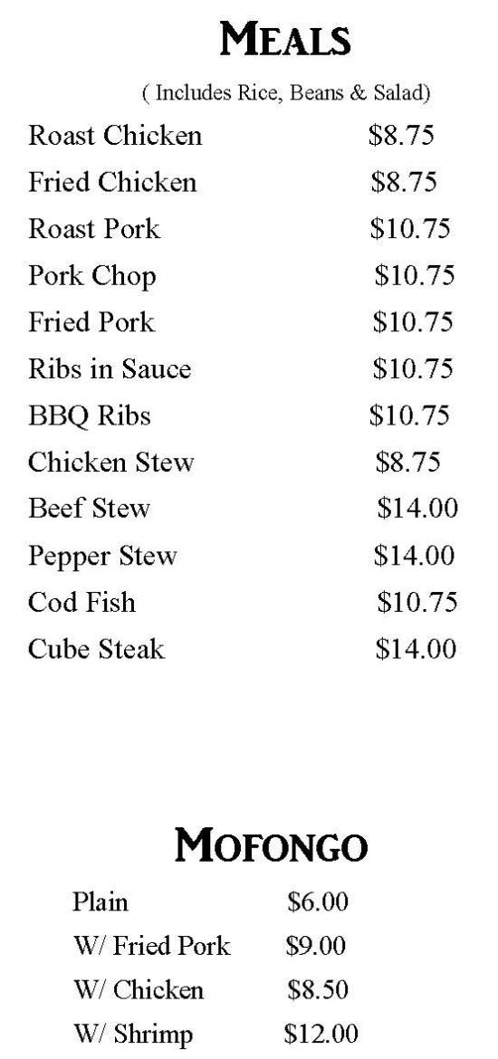 Page 1 of menu, Don Juan Cafe Restaurant in Auburn, NY