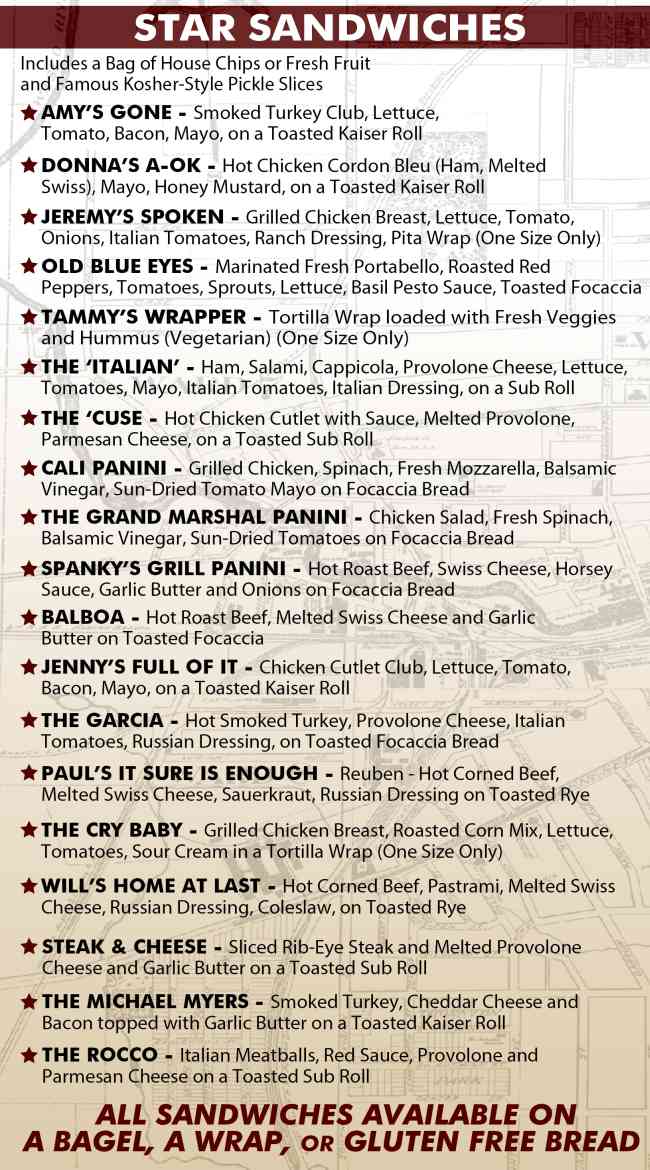 Page 1 of menu, Downtown Deli in Auburn, NY