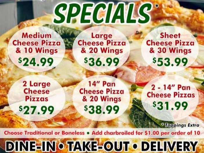 Page 2 of menu Specials, Giuseppe's Pizzeria in Auburn, NY
