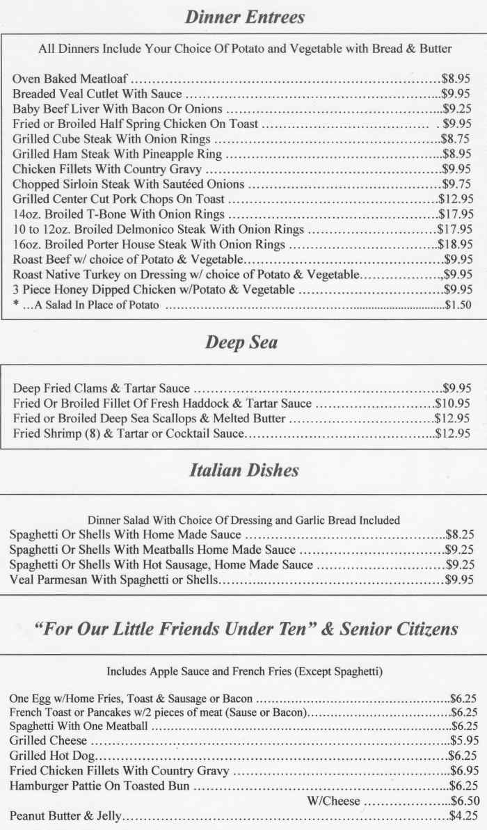 Page 4 of menu, Hunter's Dinerant Auburn, NY