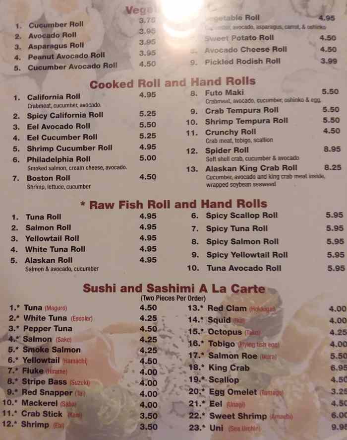 Page 3 of menu, Ichiban Sushi & Hibachi Japanese Auburn, NY