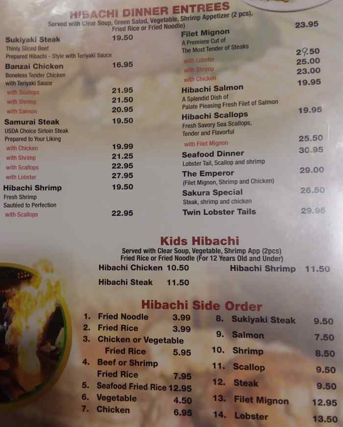 Page 4 of menu, Ichiban Sushi & Hibachi Japanese Auburn, NY