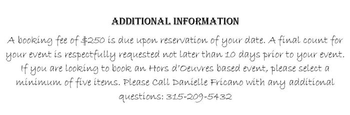 Additional Information JB's Wall Street Catering Auburn, NY