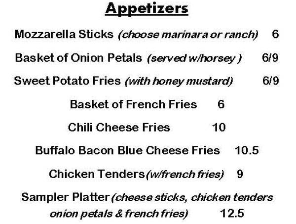 Page 1 of menu, JB's Wall Street Grill Auburn, NY