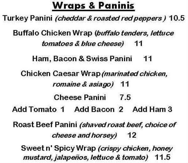 Page 3 of menu, JB's Wall Street Grill Auburn, NY