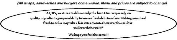 Page 7 of menu, JB's Wall Street Grill Auburn, NY