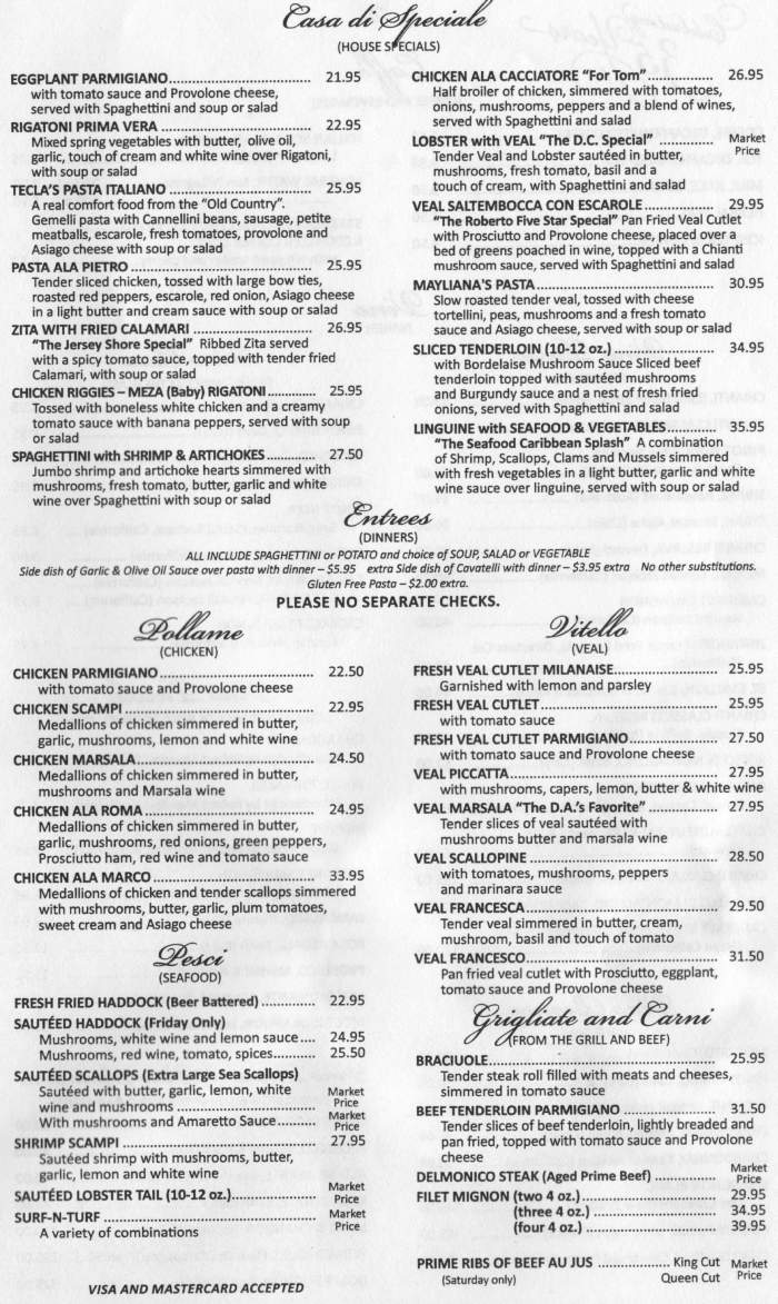 Page 2 of menu, Michael's Restaurant Auburn, NY