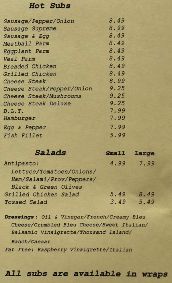 Page 3 of menu, Mr. Pizza in Auburn, NY