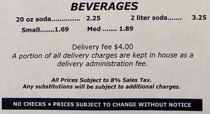 Page 3 of menu, Nino's Pizzeria in Auburn, NY