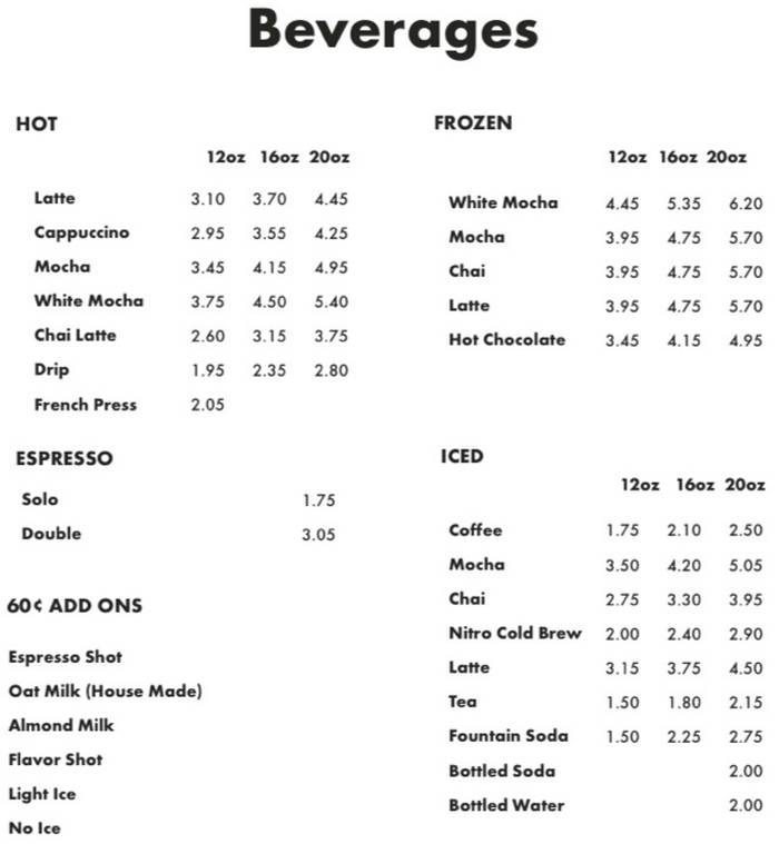 Page 2 of menu, Octane Social House Auburn, NY